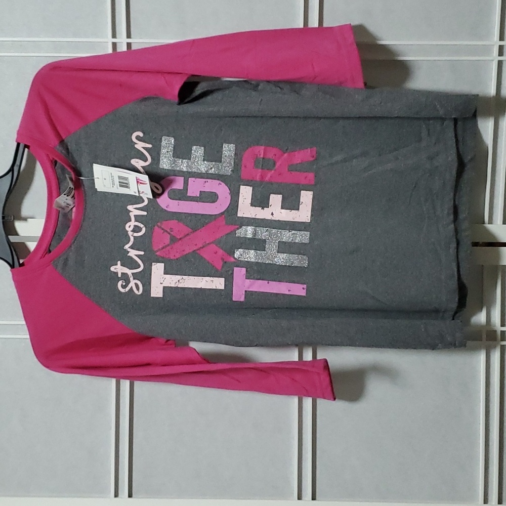 NWT Pink Ribbon 3/4 Sleeve Women's Tee